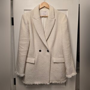 Mango White Tweed Blazer
